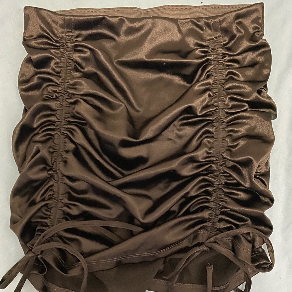 Brown satin skirt